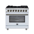 Forno Massimo 36-Inch Freestanding Dual Fuel Range with 6 Burners & 5.36 Cu. Ft. Convection Oven in White with Antique Brass Trim (FFSGS6125-36WHT)