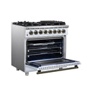 Forno Massimo 36-Inch Freestanding Dual Fuel Range with 6 Burners & 5.36 Cu. Ft. Convection Oven in White with Antique Brass Handle (FFSGS6125-36WHT)