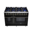 Forno Massimo 48-Inch Freestanding Dual Fuel Range with 8 Burners & 6.58 Cu. Ft. Convection Oven in Black with Antique Brass Trim (FFSGS6125-48BLK)