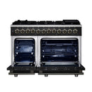 Forno Massimo 48-Inch Freestanding Dual Fuel Range with 8 Burners & 6.58 Cu. Ft. Convection Oven in Black with Antique Brass Trim (FFSGS6125-48BLK)