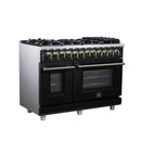 Forno Massimo 48-Inch Freestanding Dual Fuel Range with 8 Burners & 6.58 Cu. Ft. Convection Oven in Black with Antique Brass Trim (FFSGS6125-48BLK)