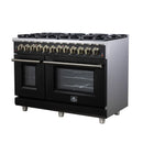Forno Massimo 48-Inch Freestanding Dual Fuel Range with 8 Burners & 6.58 Cu. Ft. Convection Oven in Black with Antique Brass Trim (FFSGS6125-48BLK)