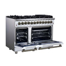 Forno Massimo 48-Inch Freestanding Dual Fuel Range with 8 Burners & 6.58 Cu. Ft. Convection Oven in White with Antique Brass Trim (FFSGS6125-48WHT)