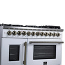 Forno Capriasca 48-Inch Freestanding French Door Dual Fuel Range in White with Antique Brass Handle (FFSGS6387-48WHT)