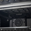 Forno Galiano 5-Piece Appliance Package - 36-Inch Dual Fuel Range, 36-Inch Hood, 36-Inch Refrigerator, 24-Inch Dishwasher, & 30-Inch Microwave Oven in Black with Antique Brass Trim