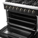 Forno Galiano 36-Inch Dual Fuel Range with 6 Gas Burners and 5.36 Cu.Ft. Electric Convection Oven in Black with Antique Brass Trim (FFSGS6156-36BLK)