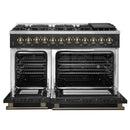 Forno Galiano 5-Piece Appliance Package - 48-Inch Dual Fuel Range, 48-Inch Hood, 36-Inch Refrigerator, 24-Inch Dishwasher, & 30-Inch Microwave Oven in Black with Antique Brass Trim