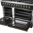 Forno Galiano 48-Inch Dual Fuel Range with 8 Burners and 6.58 Cu. Ft. Electric Convection Oven in Black with Antique Brass Trim (FFSGS6156-48BLK)