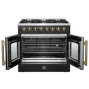 Forno Galiano 36-Inch French Door Dual Fuel Range with 6 Gas Burners and 5.36 Cu.Ft. Electric Convection Oven in Black with Antique Brass Trim (FFSGS6356-36BLK)