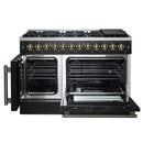 Forno Galiano 48-Inch French Door Dual Fuel Range with 8 Burners and 6.58 Cu. Ft. Electric Convection Oven in Black with Antique Brass Trim (FFSGS6356-48BLK)
