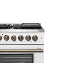 Forno Galiano 48-Inch French Door Dual Fuel Range with 8 Burners and 6.58 Cu. Ft. Electric Convection Oven in White with Antique Brass Handle (FFSGS6356-48WHT)