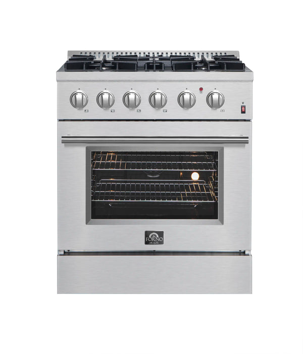 Forno Marco 30-inch Dual Fuel Range with 4 Burners and 4.32 cu.ft. Oven in Stainless Steel (FFSGS6197-30)