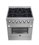 Forno Marco 30-inch Dual Fuel Range with 4 Burners and 4.32 cu.ft. Oven in Stainless Steel (FFSGS6197-30)