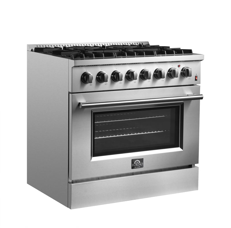 Forno Marco 36-inch Dual Fuel Range with 6 Burners and 5.36 cu.ft. Oven in Stainless Steel (FFSGS6197-36)