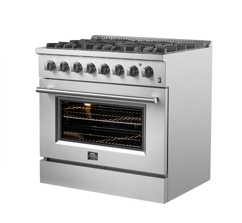 Forno Marco 36-inch Dual Fuel Range with 6 Burners and 5.36 cu.ft. Oven in Stainless Steel (FFSGS6197-36)