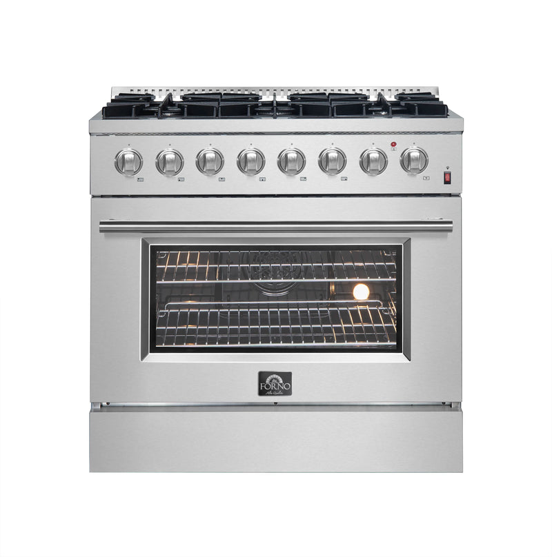 Forno Marco 36-inch Dual Fuel Range with 6 Burners and 5.36 cu.ft. Oven in Stainless Steel (FFSGS6197-36)