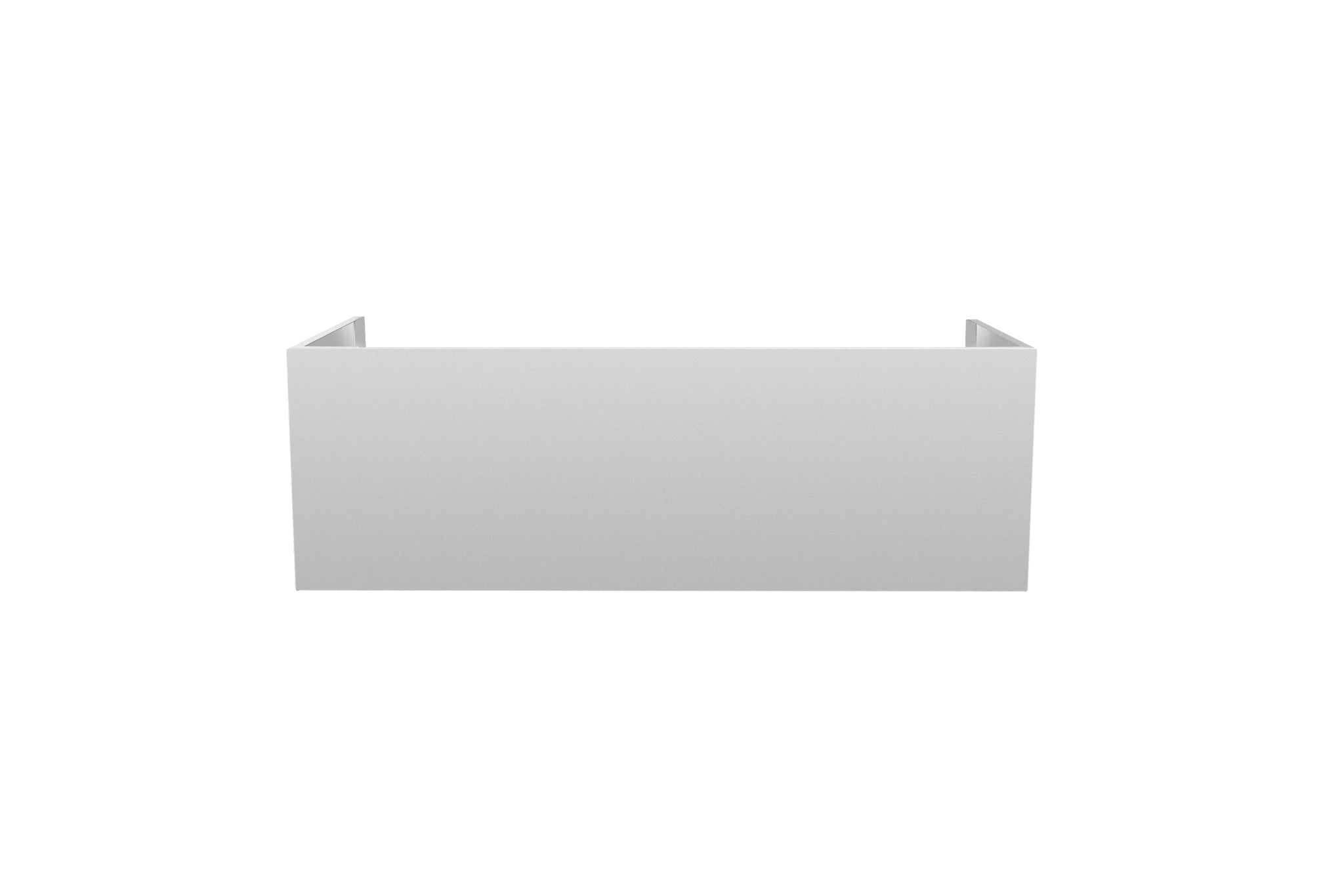 TrueFlame vent hood duct cover, rectangular light gray sheet with small top tabs