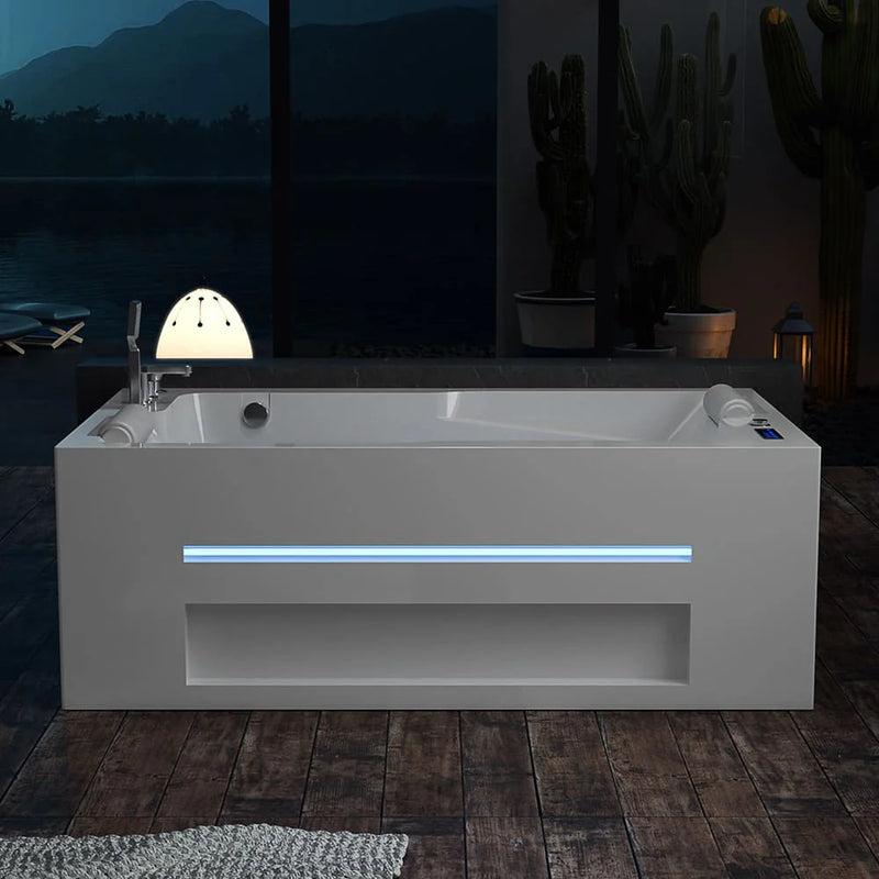 Empava 71-Inch Alcove Massage Inline Heater 2-Person LED Tub With Left Drain (EMPV-71JT802)