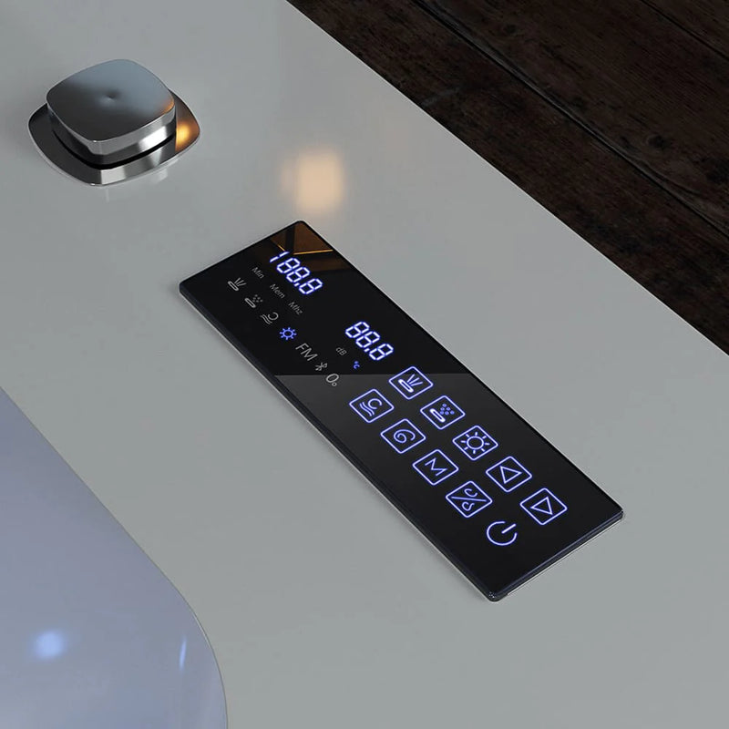 Empava 71-Inch Alcove Massage Inline Heater 2-Person LED Tub With Left Drain (EMPV-71JT802)