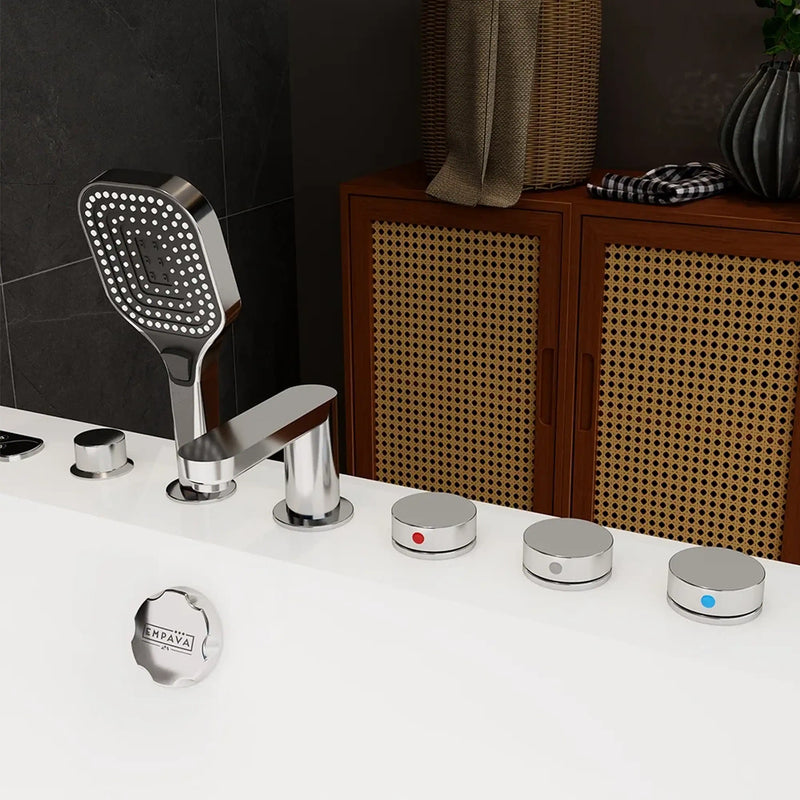 Empava 71-Inch Freestanding Combo Massage Whirlpool Inline Heater 2-Person Bathtub with Dual Glass Design (EMPV-71PRO01)