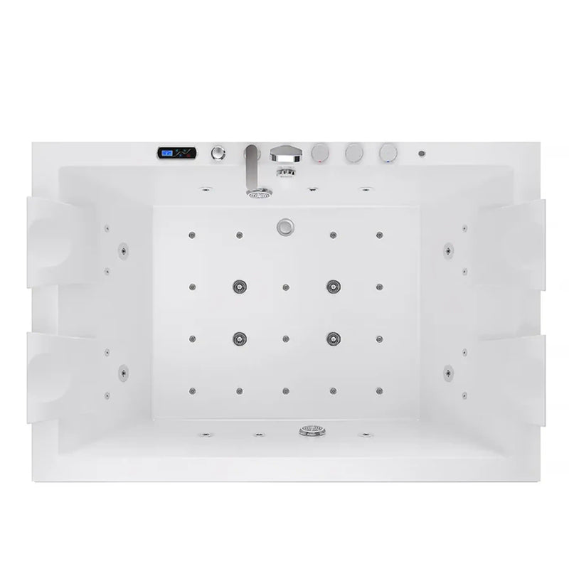 Empava 71-Inch Alcove Dual Massage Whirlpool Inline Heater 2-Person Bathtub with Revi-skin Therapy (EMPV-71PRO05)