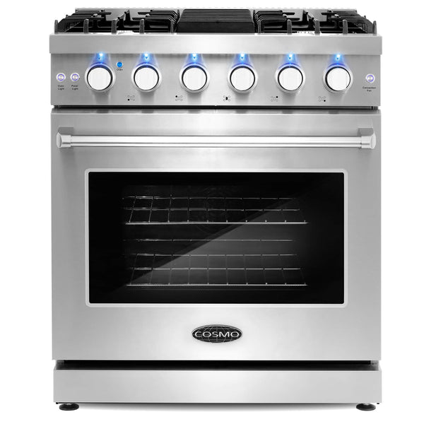 Cosmo 30 -Inch Slide-In Freestanding Gas Range with 5 Sealed Burners in Stainless Steel (COS-EPGR304)