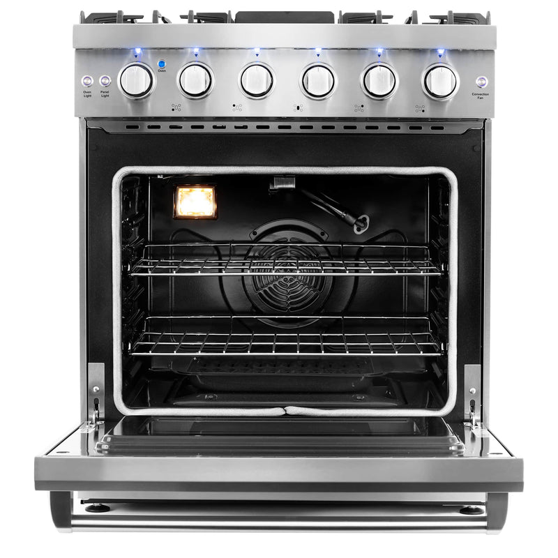 Cosmo 4-Piece Appliance Package - 30-Inch Gas Range, Wall Mount Range Hood, Dishwasher and Refrigerator (COS-4PKG-253)