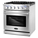 Cosmo 4-Piece Appliance Package - 30-Inch Gas Range, Wall Mount Range Hood, Dishwasher and Refrigerator in Stainless Steel (COS-4PKG-252)