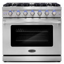 Cosmo 4-Piece Appliance Package - 36-Inch Gas Range, Wall Mount Range Hood, Dishwasher and Refrigerator in Stainless Steel (COS-4PKG-114)