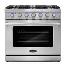 Cosmo 4-Piece Appliance Package - 36-Inch Gas Range, Wall Mount Range Hood, Dishwasher and Refrigerator in Stainless Steel (COS-4PKG-257)