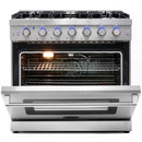 Cosmo 4-Piece Appliance Package - 36-Inch Gas Range, Under Cabinet Range Hood, Dishwasher and Refrigerator in Stainless Steel (COS-4PKG-110)