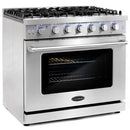 Cosmo 4-Piece Appliance Package - 36-Inch Gas Range, Wall Mount Range Hood, Dishwasher and Refrigerator in Stainless Steel (COS-4PKG-256)