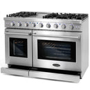Cosmo 4Piece Appliance Package - 48-Inch Double Oven Gas Range, Under Cabinet Range Hood, Dishwasher and Refrigerator in Stainless Steel (COS-4PKG-122)