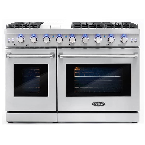 Cosmo 48-Inch 6.8 Cu. Ft. Double Oven Gas Range in Stainless Steel (COS-EPGR486G)