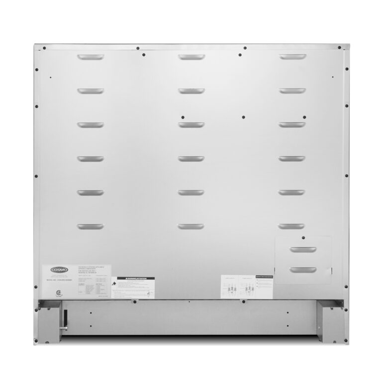 Cosmo electric range rear panel with metal mounting points and vented cover plate