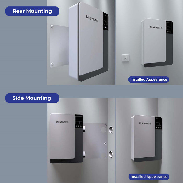 Wall-mounted single-room ERV shown for rear and side mounting options