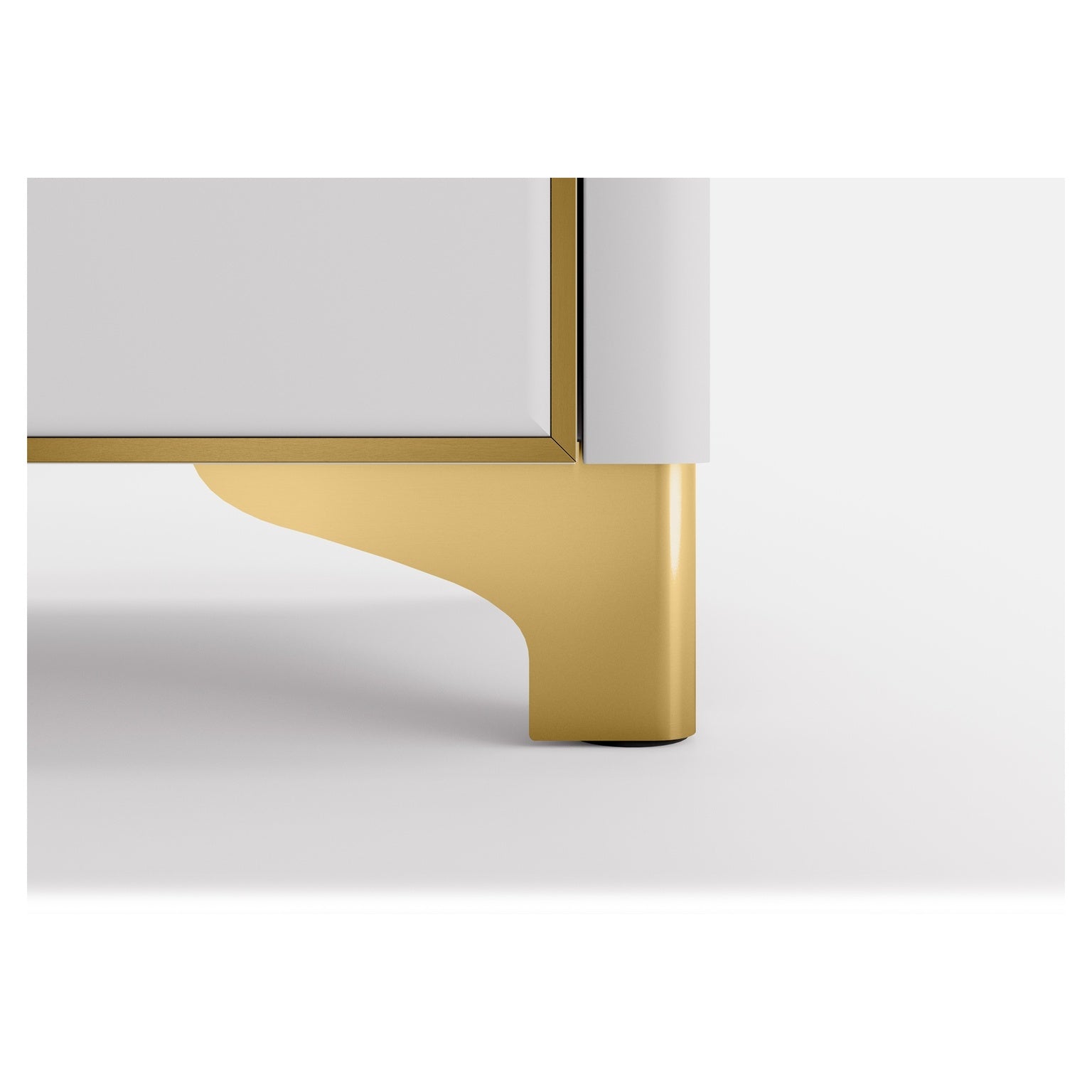 Brass cabinet leg with curved base and gold finish