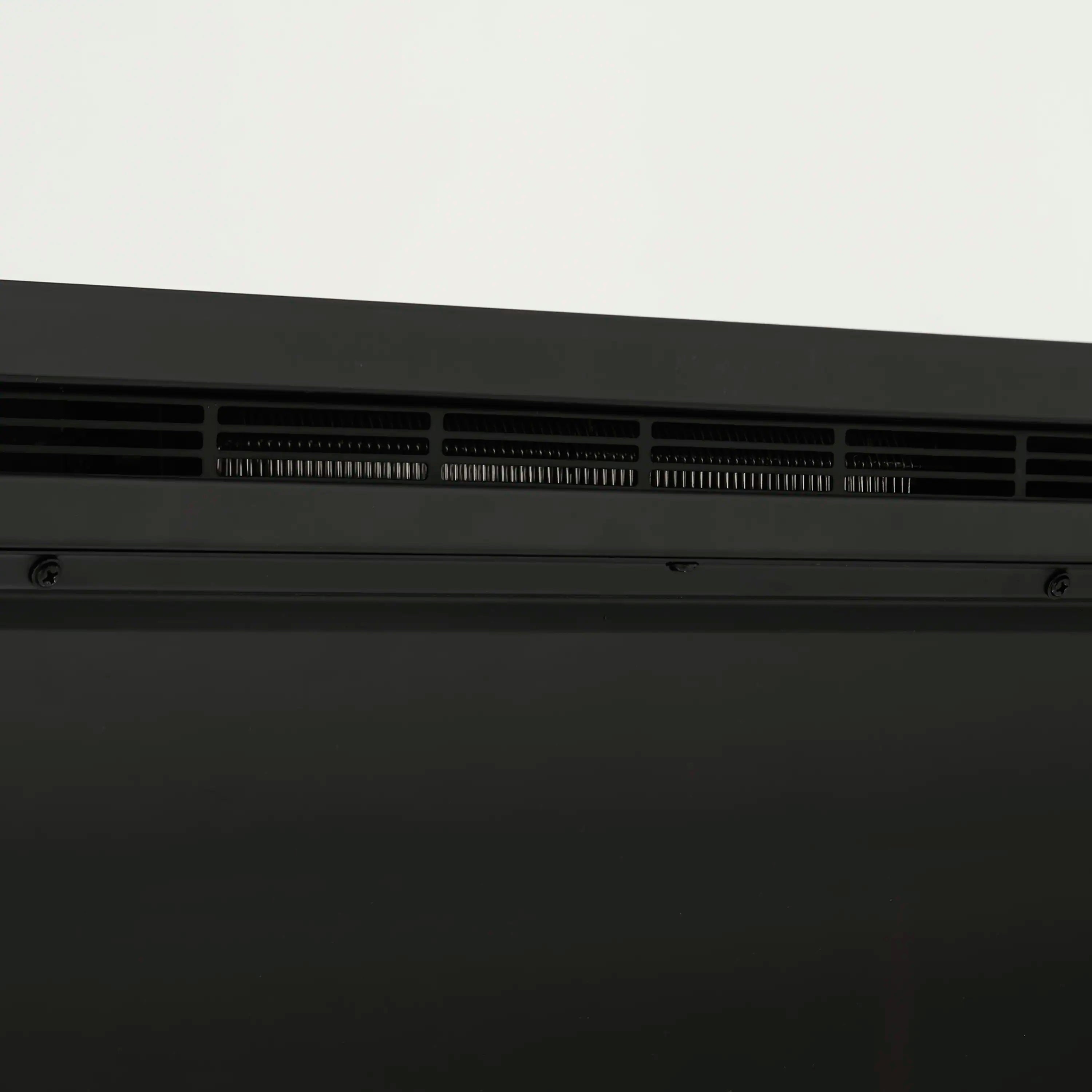 Electric fireplace bottom vent grille with air intake slots