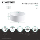 Kingston Brass Fauceture Park 15-3/4" Ceramic Round Vessel Sink, White (EV3103)