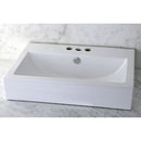 Kingston Brass Century 23-5/8" Ceramic Rectangular Semi-Recessed Vessel Sink (4" Centers), White (EV4318W34)