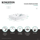Kingston Brass Century 23-5/8" Ceramic Rectangular Semi-Recessed Vessel Sink (8" Centers), White (EV4318W38)
