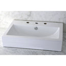 Kingston Brass Century 23-5/8" Ceramic Rectangular Semi-Recessed Vessel Sink (8" Centers), White (EV4318W38)