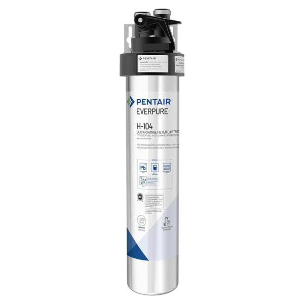 Pentair Everpure H-104 Drinking Water System, Includes Filter Head, Filter Cartridge, All Hardware and Connectors, 1,000 Gallon Capacity, 0.5 Micron (EV926271)