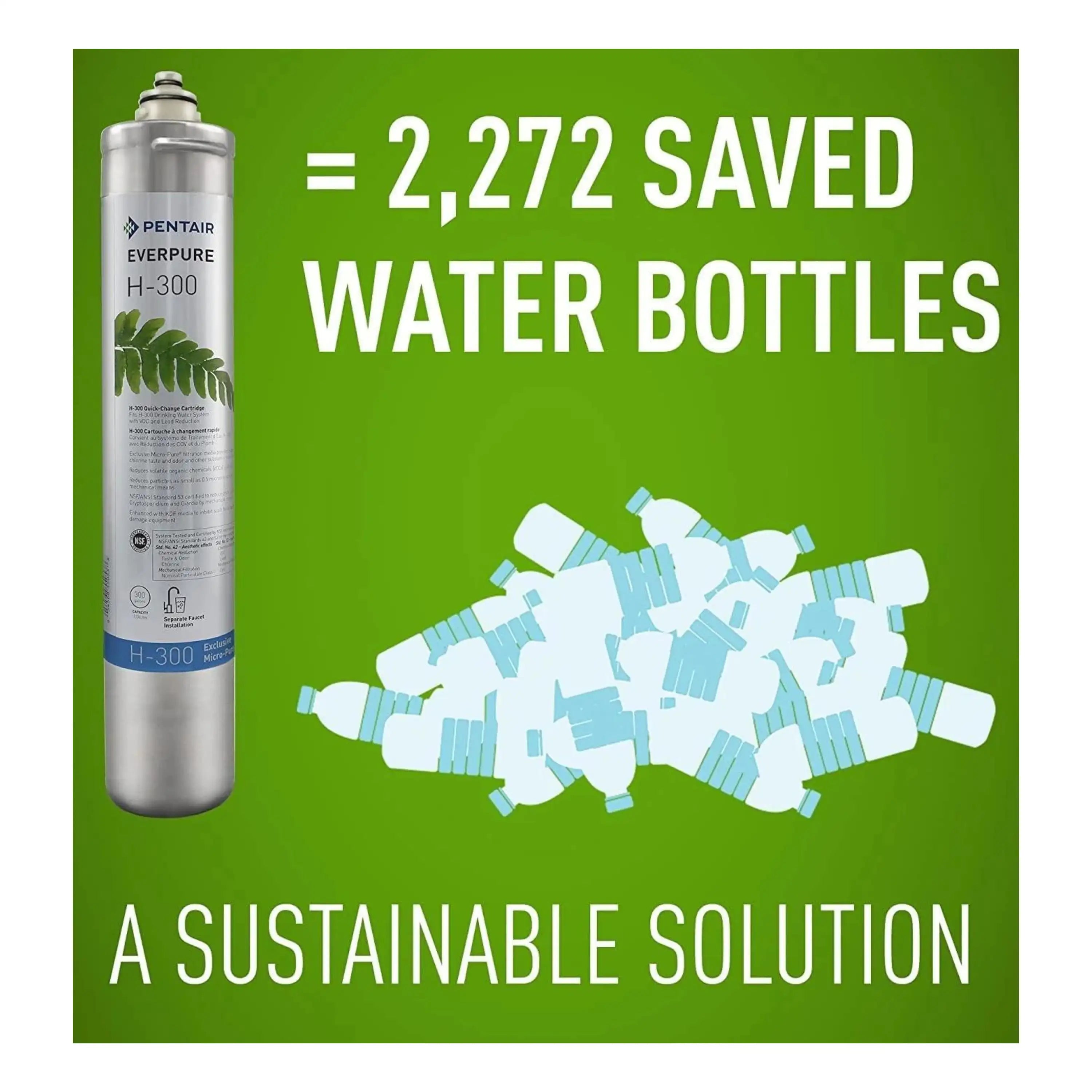 Silver water filter cartridge for H-300 system with top fittings