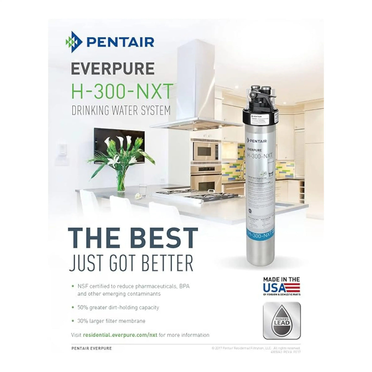 Everpure H-300-NXT drinking water filter cartridge on promotional card