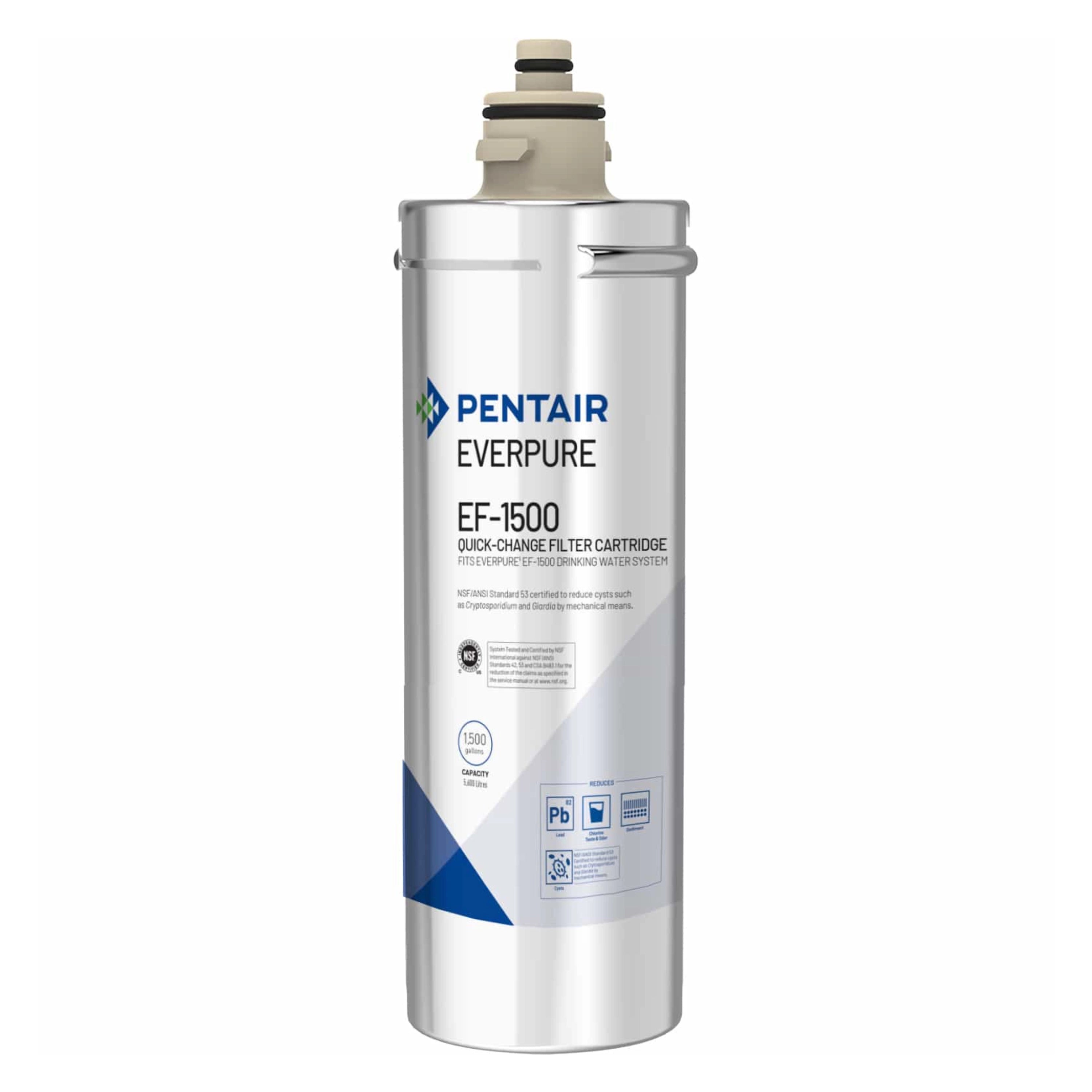 Pentair Everpure EF-1500 quick-change filter cartridge, stainless housing, 1,500-gallon
