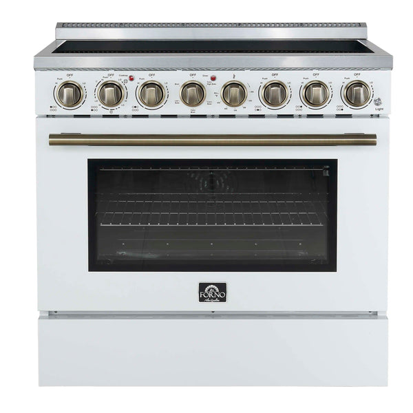 Forno Paolo 36-Inch Freestanding Electric Range with 5.44 Cu.Ft True Convection Oven in White (FFSEL6011-36WHT)