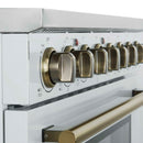 Forno Paolo 36-Inch Freestanding Electric Range with 5.44 Cu.Ft True Convection Oven in White with Antique Brass Handle (FFSEL6011-36WHT)