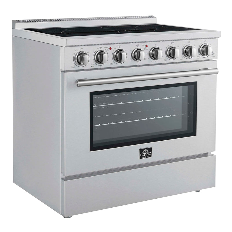 Forno Paolo 36-Inch Freestanding Electric Range with 5.44 Cu.Ft True Convection Oven in Stainless Steel (FFSEL6011-36)