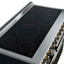 Forno Paolo 48-Inch Freestanding Electric Range with 6.7 Cu.Ft True Convection Oven in Black with Antique Brass Handle (FFSEL6011-48BLK)